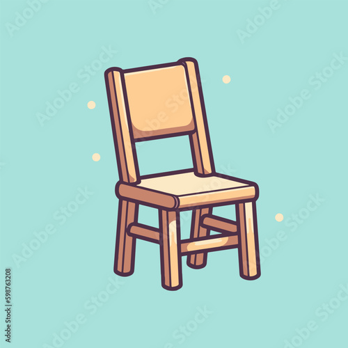cute cartoon chair icon. chair illustration. cute chair sticker.