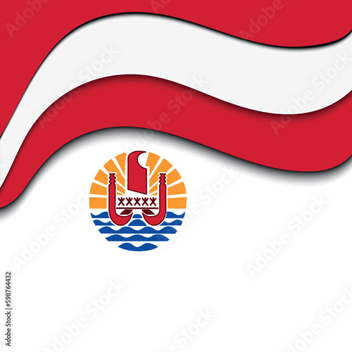 Flag of French Polynesia. Ink illustration. Social media story post template
