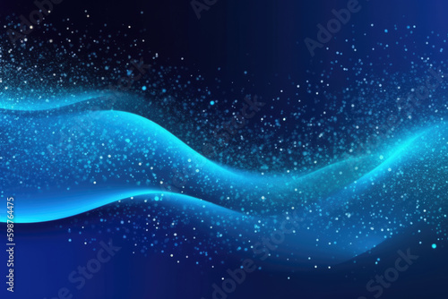 Abstract wavy background with blue and gold lines Generative AI