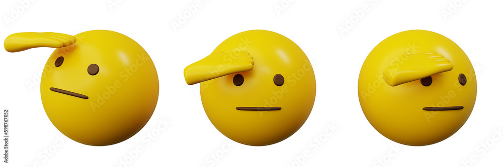 Fototapeta premium 3d emoticon salute emoji or yellow ball emoticon creative user interface web design symbol