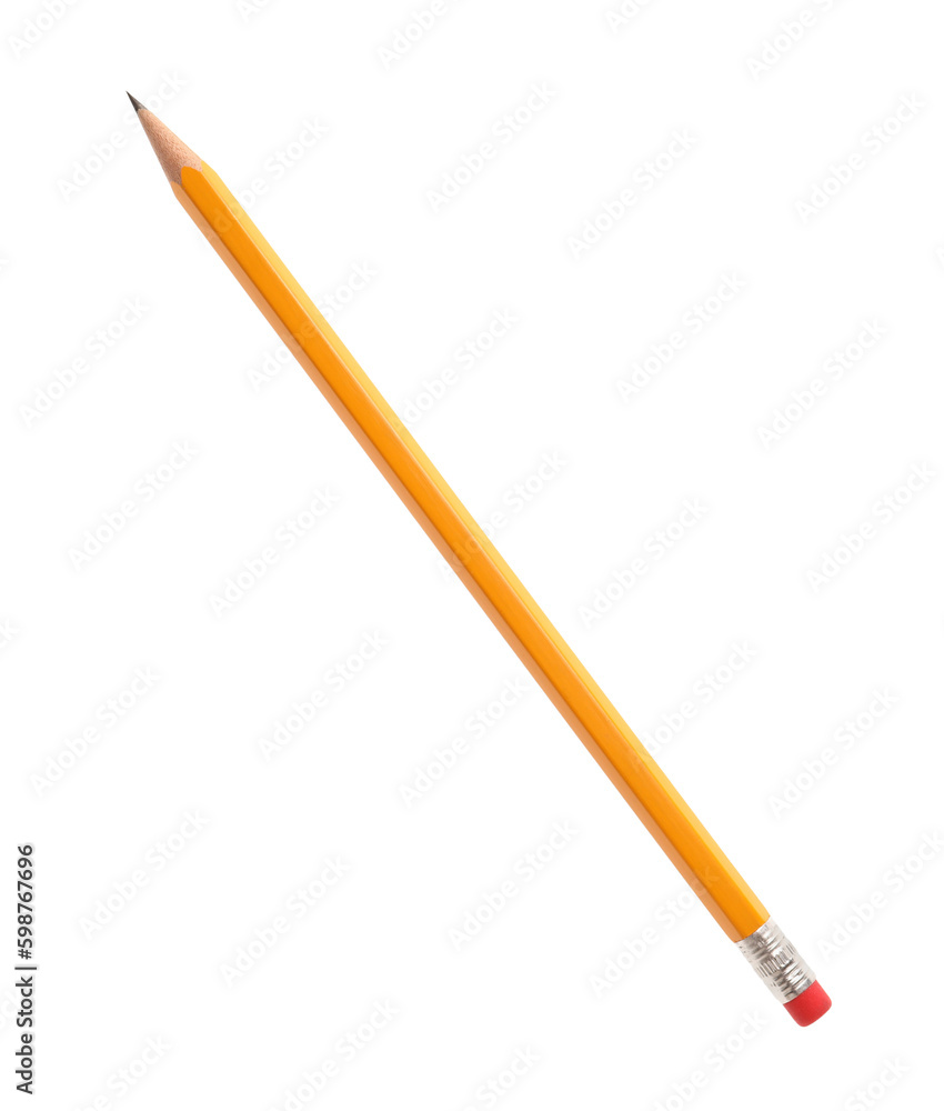 Graphite pencil with eraser isolated on white. School stationery Graphite pencil with eraser isolated on white. School stationery