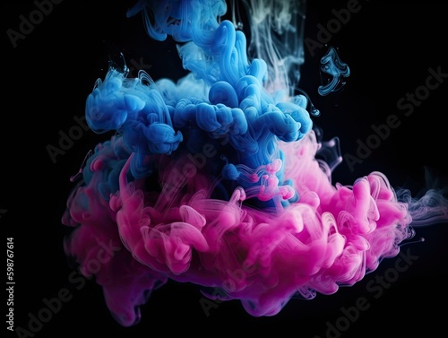 blue and pink smoke, ai generated