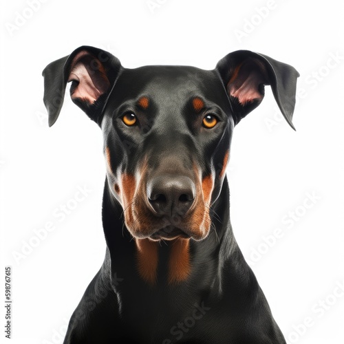 Portraits of a Doberman Dog Head Isolated on White - AI Generated © dasom