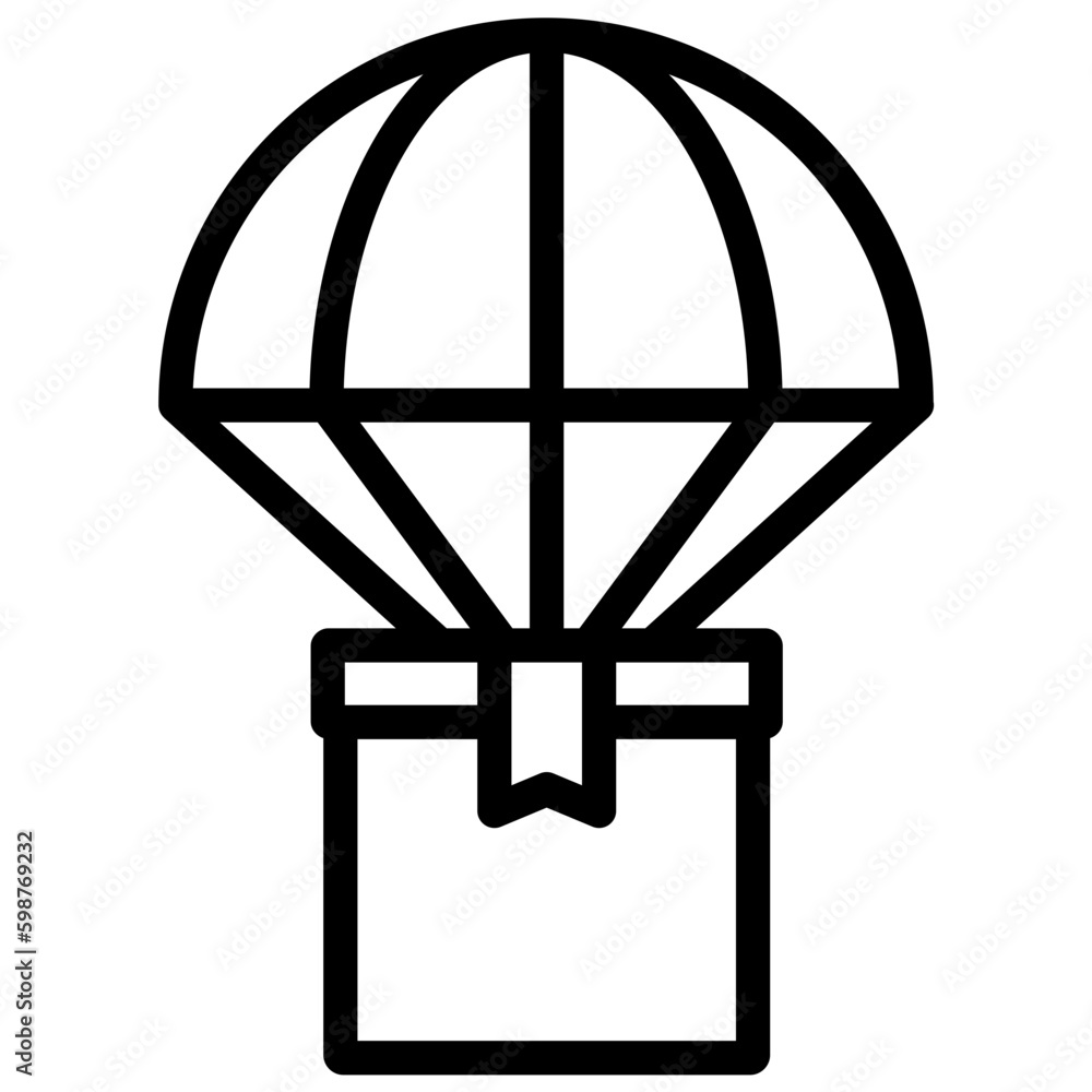 parachute icon illustration design with outline