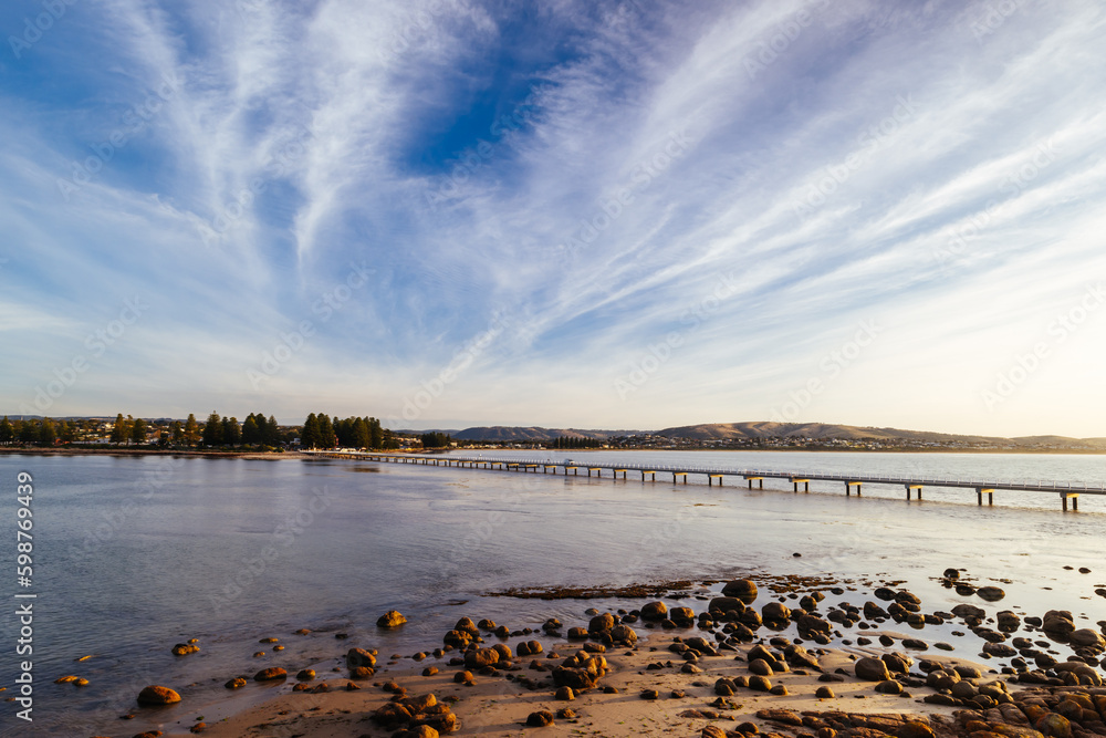 Naklejka premium Granite Island Causeway in Victor Harbor in Australia