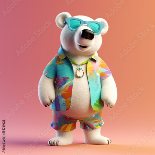 Cute Cartoon Polar Bear wea...