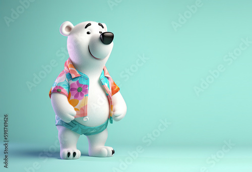 Cute Cartoon Polar Bear wea...