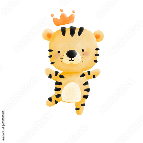 Fototapeta Naklejka Na Ścianę i Meble -  Cute tiger cartoon character element for children and print design.