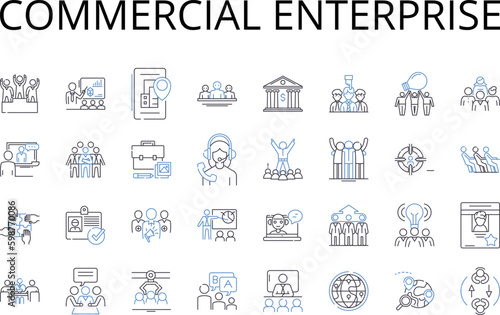 Commercial enterprise line icons collection. Business venture, Trading operation, Entrepreneurial pursuit, Economic enterprise, Financial establishment, Market activity, Corporate Generative AI