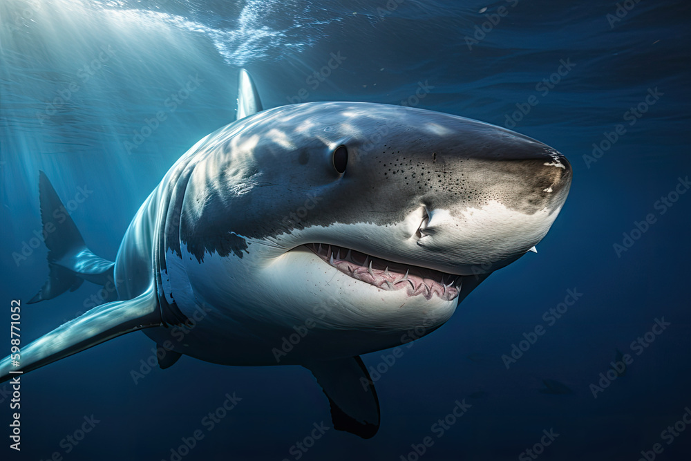 Naklejka premium shark in the sea - made with generative ai