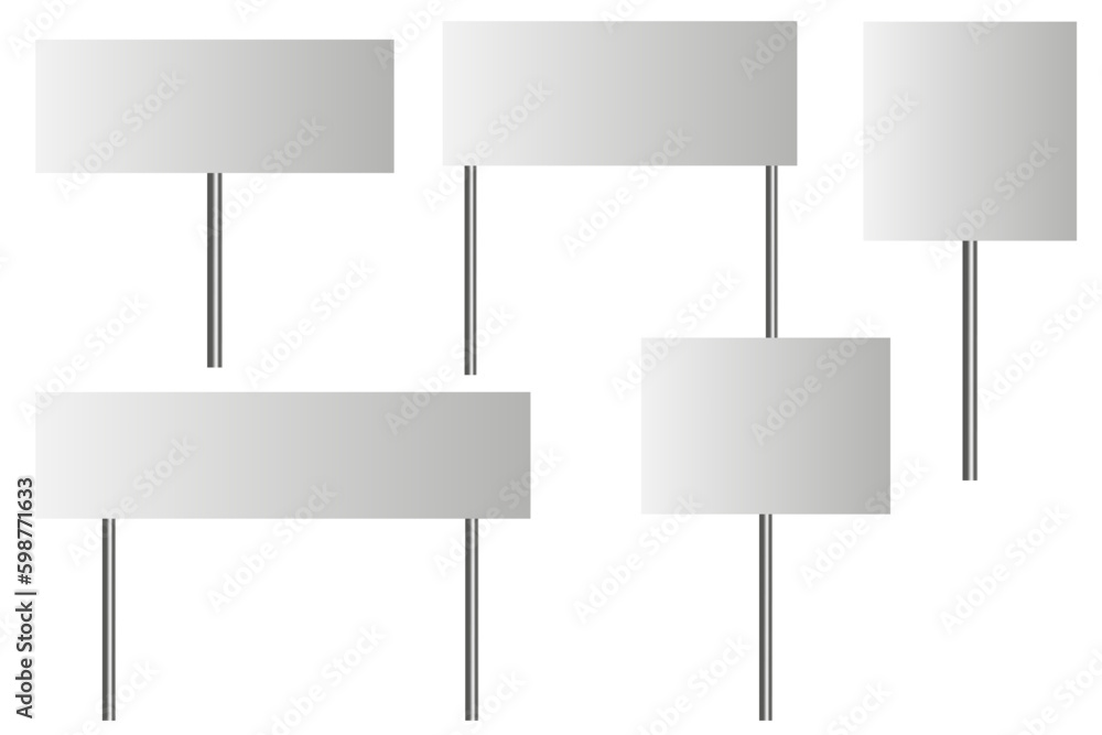 Empty white road signs. Sign board promotion. Vector illustration. Empty white road signs. Sign board promotion. Vector illustration.