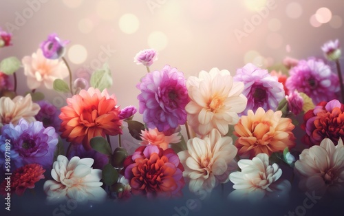 design day spring flower pastel peonies color watercolor blossom valentine background. Generative AI. Generative AI