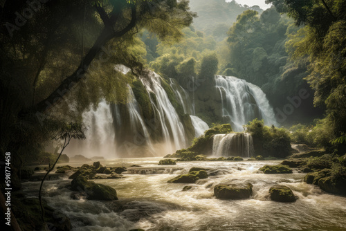 Iguaza Falls Waterfall in South America  Jungle  Stunning Scenic Landscape Wallpaper  Generative AI