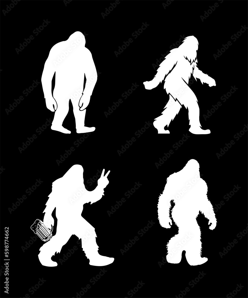 Bigfoot sasquatch silhouette design bigfoot sasquatch vector design ...