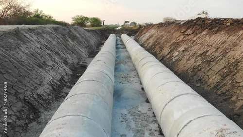 Wallpaper Mural Close-up cement pipe in construction site Torontodigital.ca