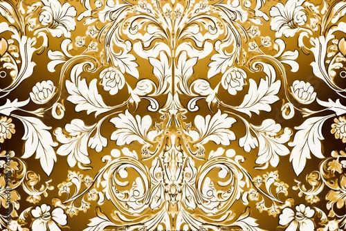 Luxury and Elegance Combined with Golden and White Floral Seamless Ornament Decor Victorian  Matelic and Italian illustration Background  generative AI
