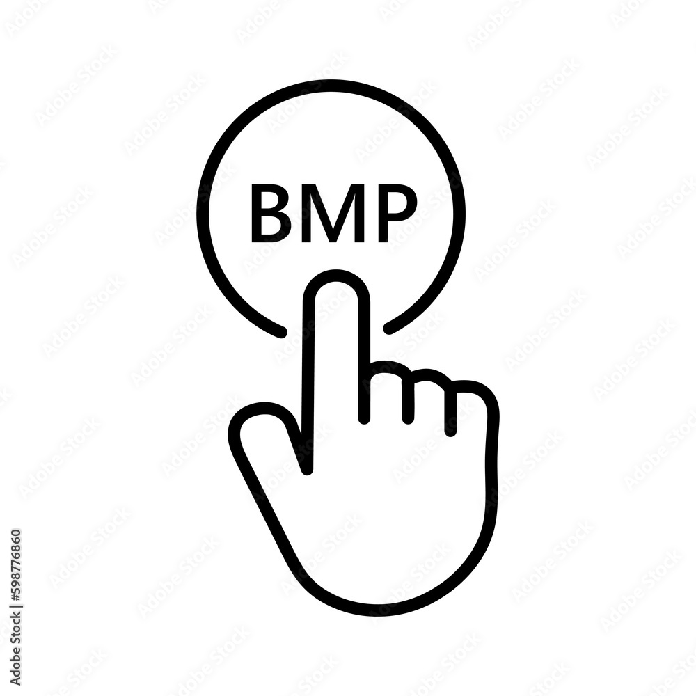 Hand presses the button of bmp Vector illustration on white background..eps Hand presses the button of bmp Vector illustration on white background..eps