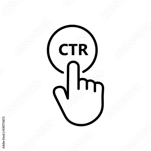 Hand presses the button of ctr vector icon illustration on white background..eps