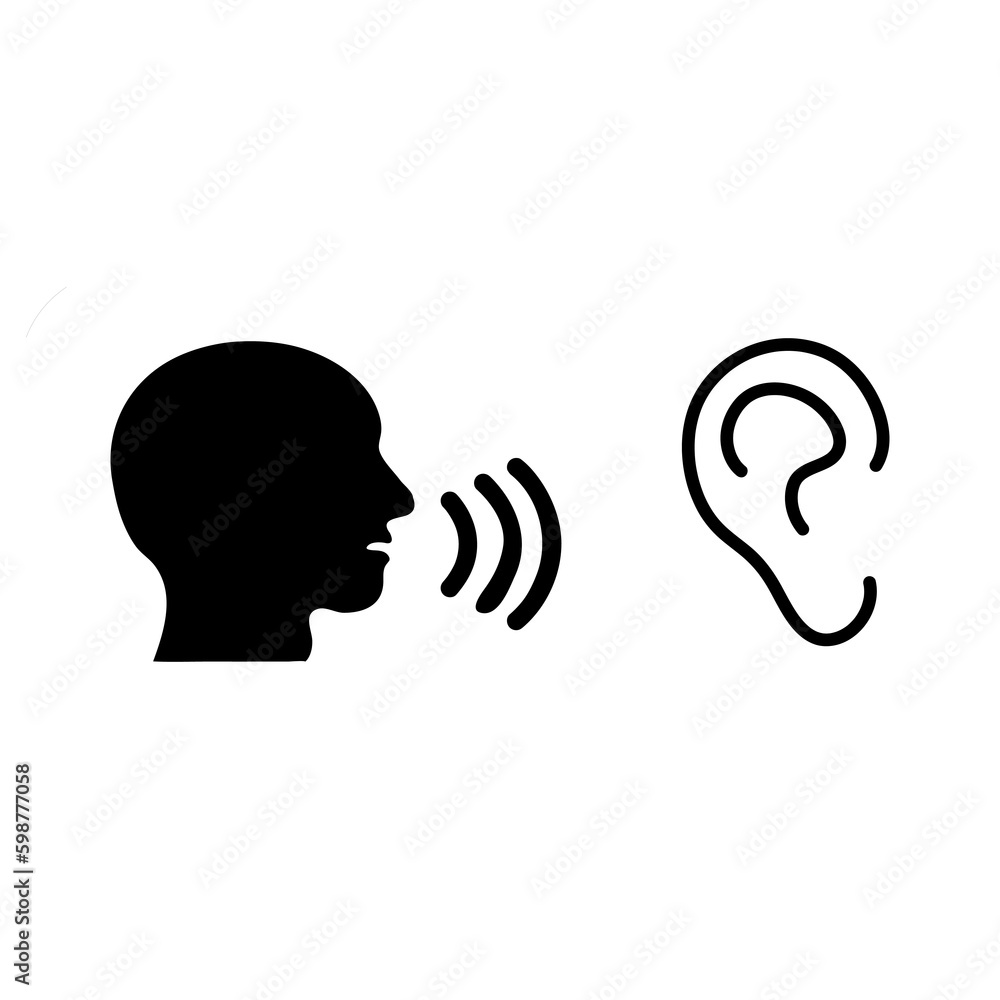 Man speak to ear. Simple icon illustration on white background..eps Man speak to ear. Simple icon illustration on white background..eps