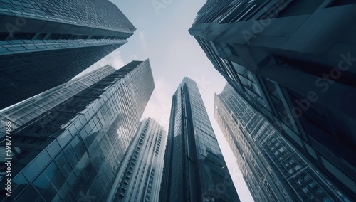 Captivating sight of sleek skyscrapers as seen from below