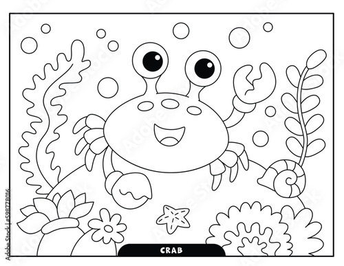 Crab coloring pages for kids