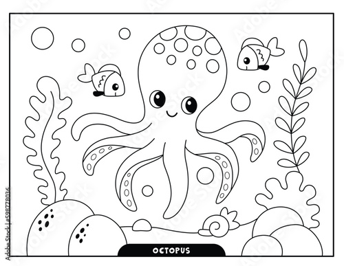 Octopus coloring pages for kids