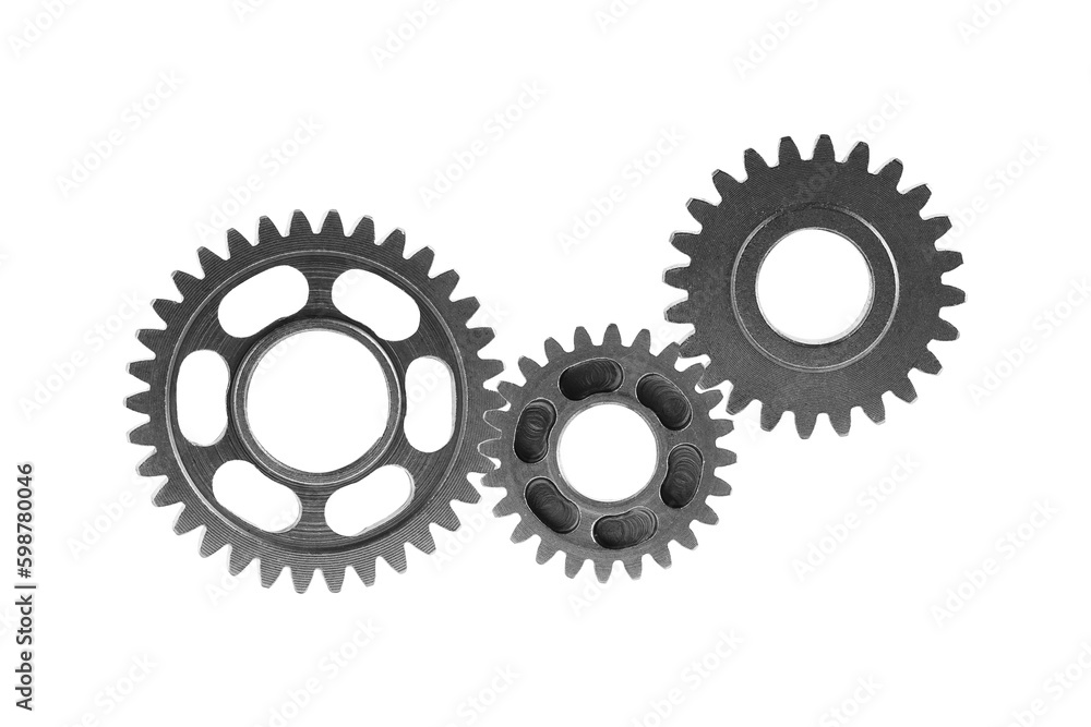 Metal gear isolated on white background for engine car and bike, teamwork business concept. Metal gear isolated on white background for engine car and bike, teamwork business concept.