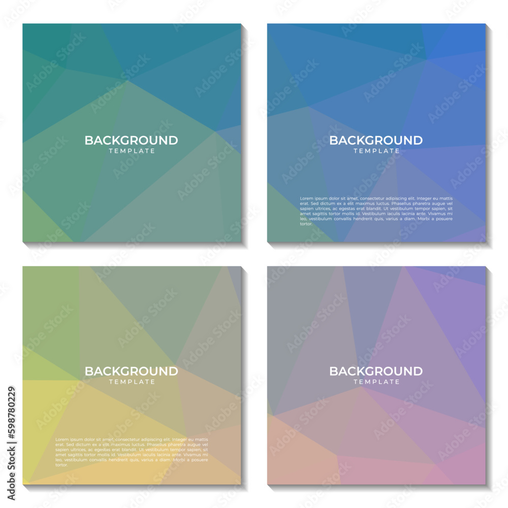 set of squares geometric abstract colorful gradient background vector illustration