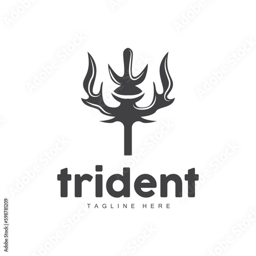 Trident Logo, Elegant Simple Minimalist Design, Zeus God Weapon Vector, Templete Illustration Symbol Icon photo
