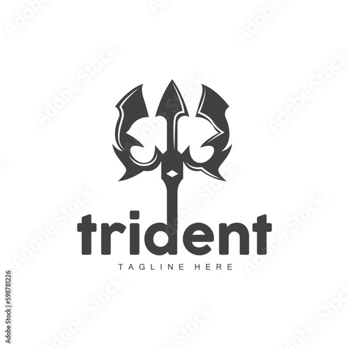 Trident Logo, Elegant Simple Minimalist Design, Zeus God Weapon Vector, Templete Illustration Symbol Icon