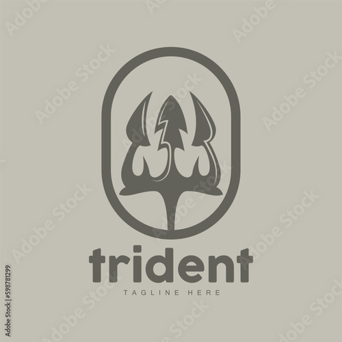 Trident Logo, Elegant Simple Minimalist Design, Zeus God Weapon Vector, Templete Illustration Symbol Icon