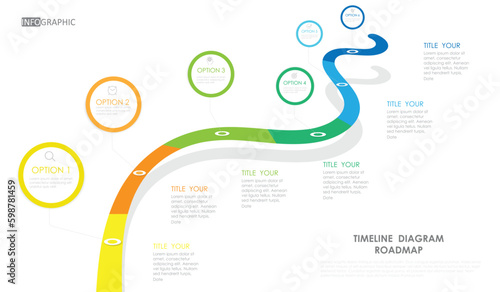 business project arrow roadmap timeline diagram Infographic roadmap template for business. 6 step modern Timeline diagram calendar with presentation vector infographics.