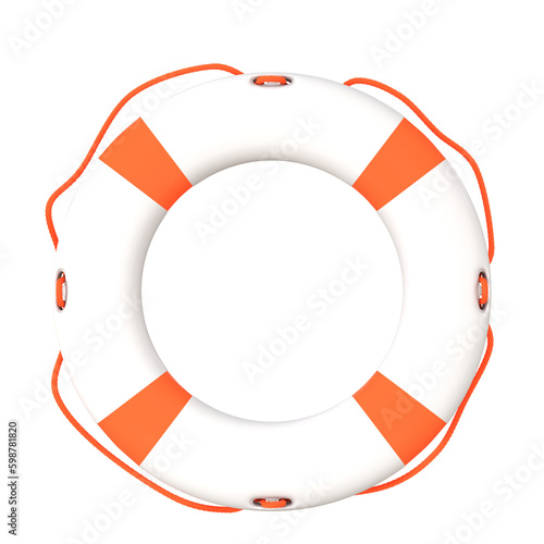 White orange Lifebuoy Ring. 3d Illustration