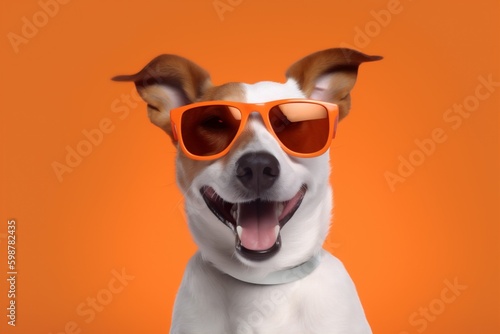 dog smile isolated funny pet sunglasses background young animal portrait cute. Generative AI. Generative AI © SHOTPRIME STUDIO
