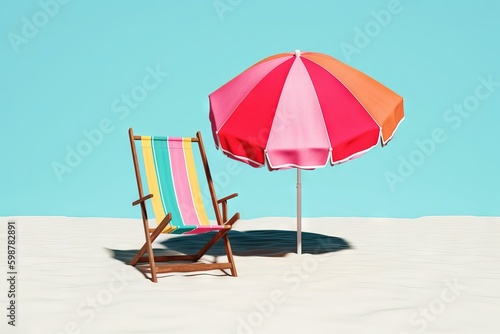 beach chair with beach umbrella on a beach scenario