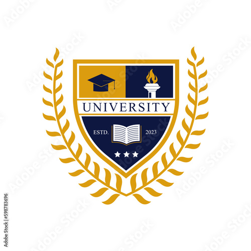 University college school badge logo design vector image. Education badge logo design. University high school emblem