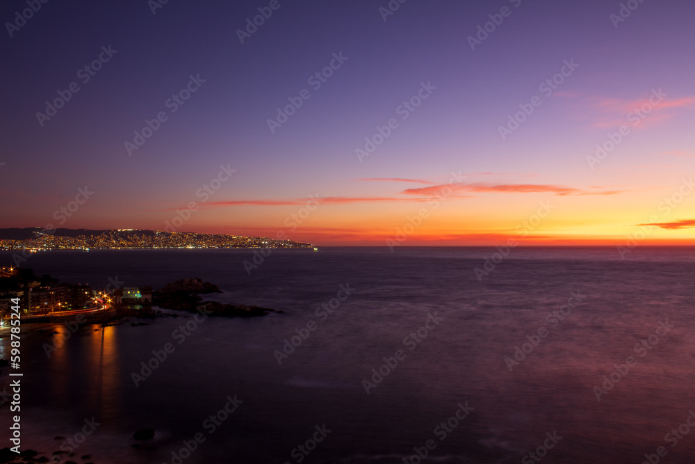 puesta de sol Playa de Cochoa,   Viña del Mar,    Valparaíso, Chile