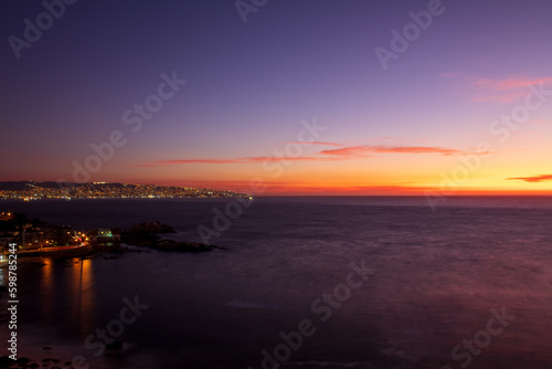 puesta de sol Playa de Cochoa, Viña del Mar, Valparaíso, Chile
