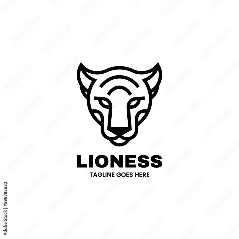 Vector Logo Illustration Lion Line Art Style. Vector Logo Illustration Lion Line Art Style.