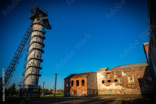 ciudad mediana en España en la hore bruja con edificios antiguos photo