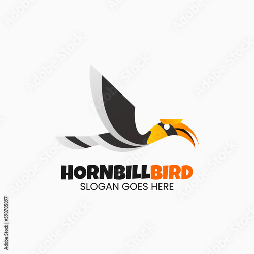 Vector Logo Illustration Horn Bill Simple Mascot Style photo