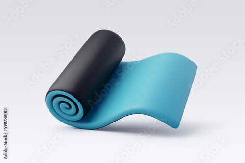 3d Vector Yoga Mat, Workout gym tools, Sport equipment, Gym time concept.