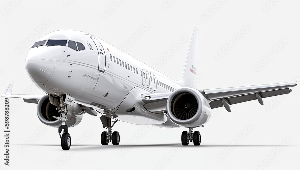 Obraz premium White jet engine airplane against a white background