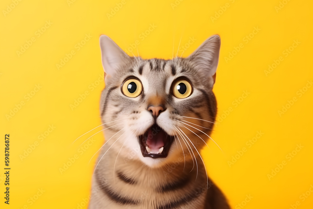 portrait of a shocked tabby cat generative ai