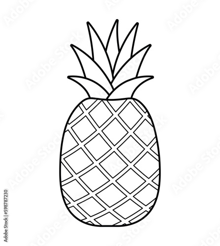 Pineapple Line Drawing Icon Fruit Vector Illustration