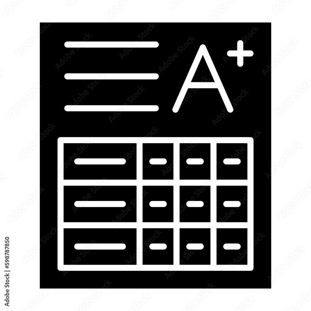 Report Card Glyph Icon Report Card Glyph Icon