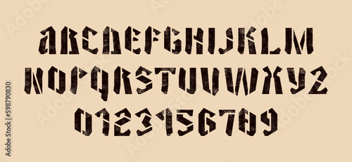 Stencil-plate sans serif font in retro style