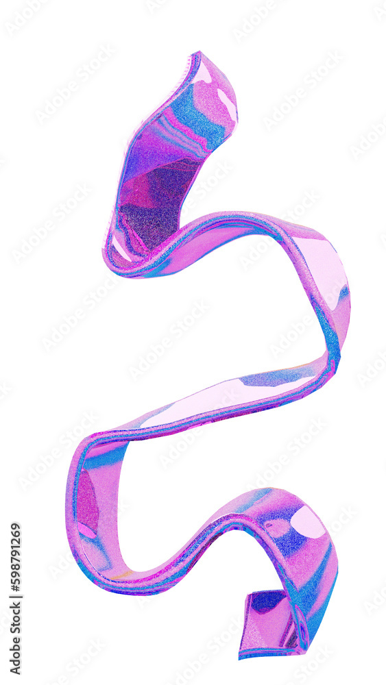 3d ribbon glass hologram of abstract shape in the form of a wave. of 3d