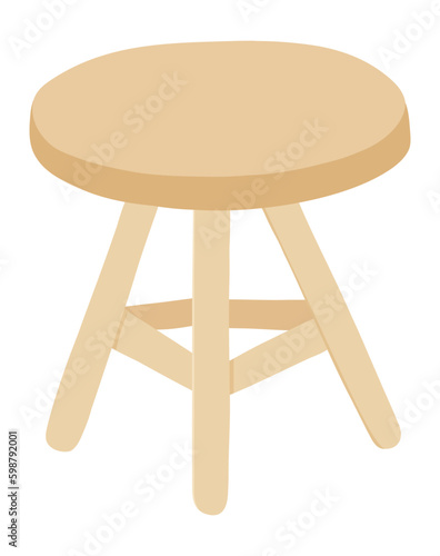 Wooden stool isolated on a white background