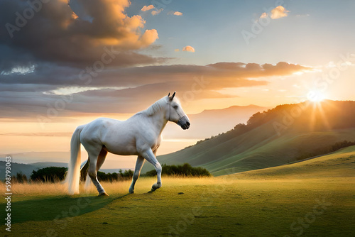 horse in sunset